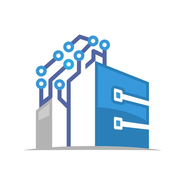 Illustration Symbol Des High Tech Gebäudes Mit Den Initialen Buchstabe — Stockvektor