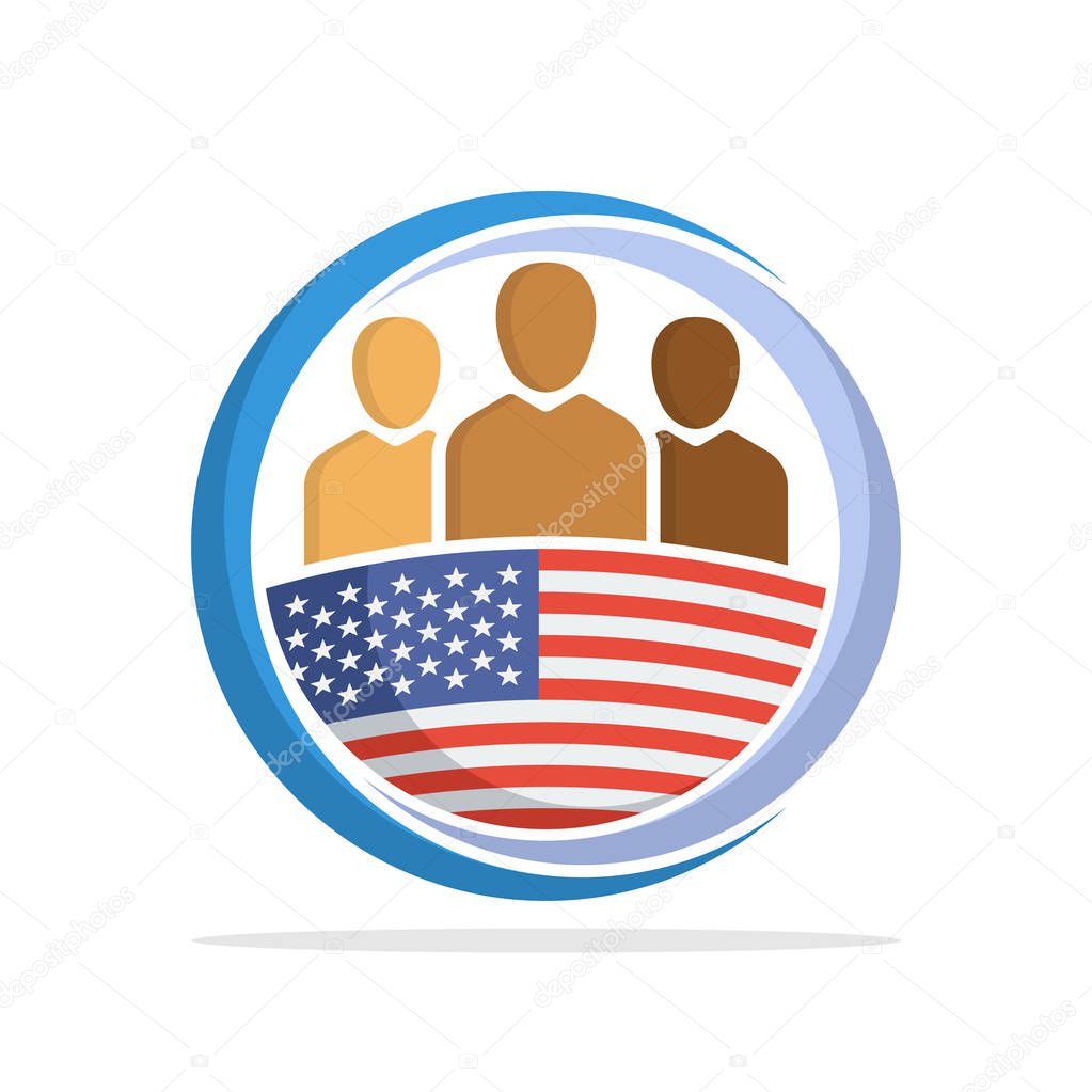 Illustrated icon with the concept of the national community of United States