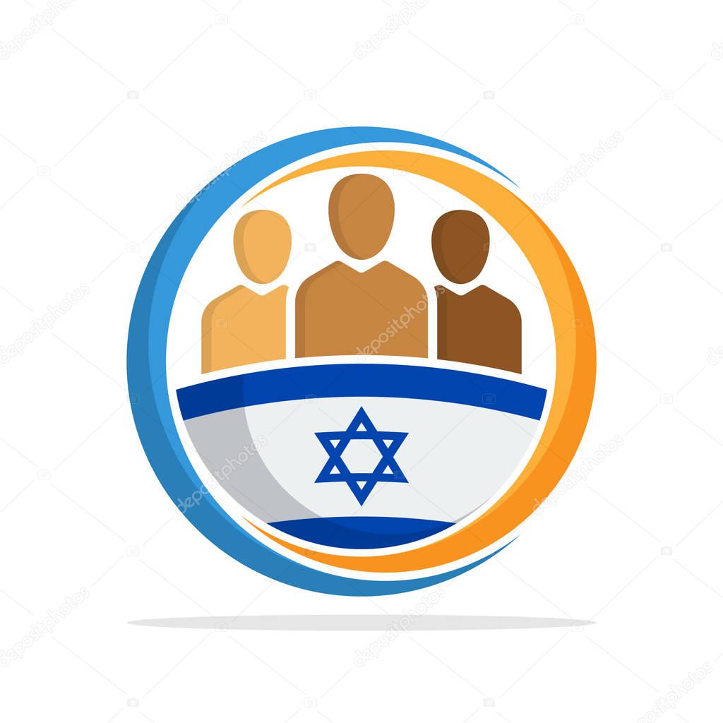 Illustrated icon with the concept of the national community of Israel