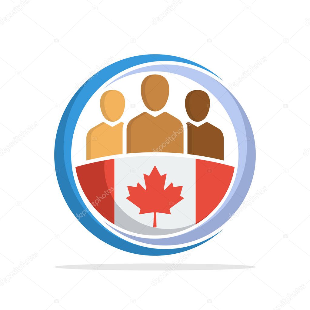 Illustrated icon with the concept of the national community of Canadian