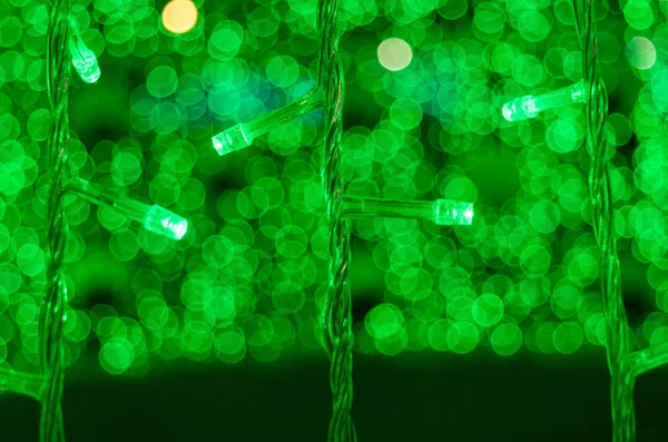 Bokeh Groene Lichten Versier Kerstboom — Stockfoto