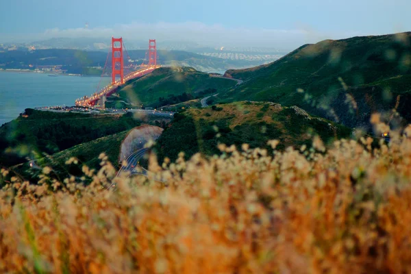 Yollar Yakınındaki Golden Gate Köprüsü Presidio San Francisco Kaliforniya Abd — Stok fotoğraf