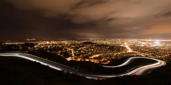 Vista Elevada Ciudad San Francisco Desde Las Torres Gemelas Noche — Foto de Stock