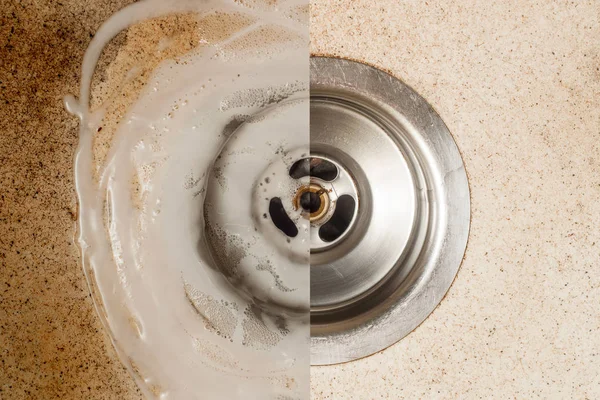 Bir c kabukları temizlemek için jel kullanmadan önce ve sonra Fotoğraf