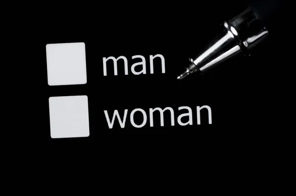 Коробка для галочки рядом с выбором между мужчиной и женщиной — стоковое фото