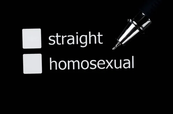 A box to tick off your choice between straight and homosexual. S — Stock Photo, Image