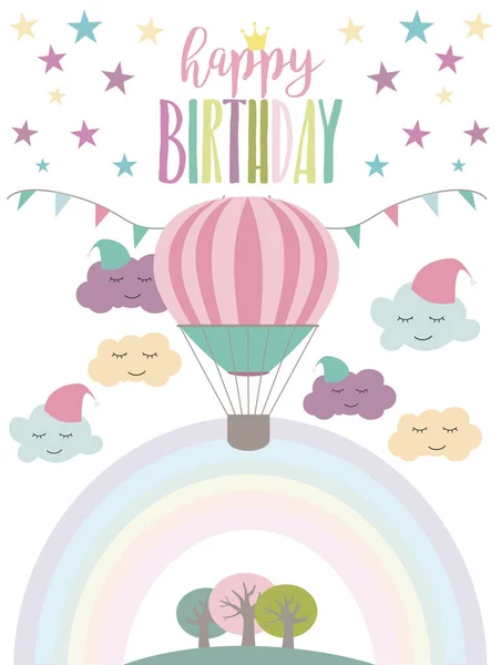 Magical Party Card Unicorn Rainbow Birthday Greeting Invitation Poster Vector — Stock Vector