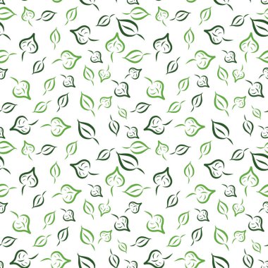 Elle çizilmiş yeşil Dikişsiz desen beyaz zemin üzerine bırakır.