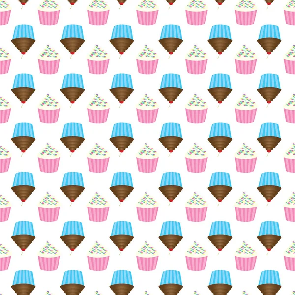 Cupcake Varrat Nélküli Mintát Fehér Háttér — Stock Vector