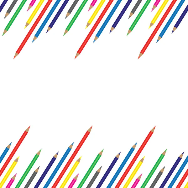 Barevné Tužky Banner Šablonu Bílém Pozadí — Stockový vektor