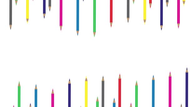 Crayons Couleur Sur Fond Blanc — Video