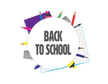 Okula geri okul ile yuvarlak banner arka plan sağlar.