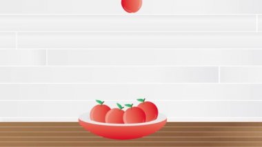 Yahudi Rosh Hashanah tablo clipart animasyon - elma, bal ve şarap