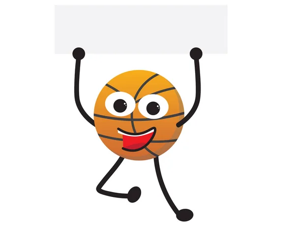 Carácter Del Baloncesto Sosteniendo Signo Blanco — Vector de stock