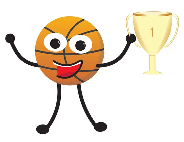 Personagem Basquete Segurando Troféu — Vetor de Stock