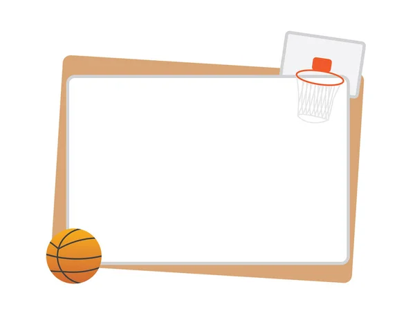Cadre Basket Ball Avec Balle Filet Isolé — Image vectorielle