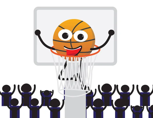 Personaje Dibujos Animados Baloncesto Una Red — Vector de stock