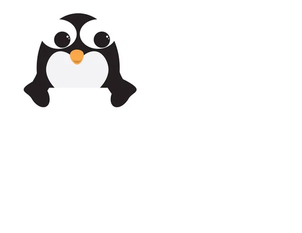 Cute Pingwina Biały Zapisz Białym Tle — Wektor stockowy