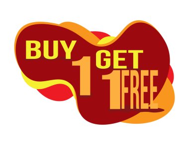 Soyut Satılık simgesi. Bir satın almak bir özgür metin ve sayıları, kırmızı, sarı ve turuncu soyut şekilleri ve beyaz arka plan