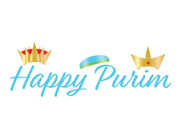 Happy Purim Hand Writen Text Corns Hat — стоковый вектор