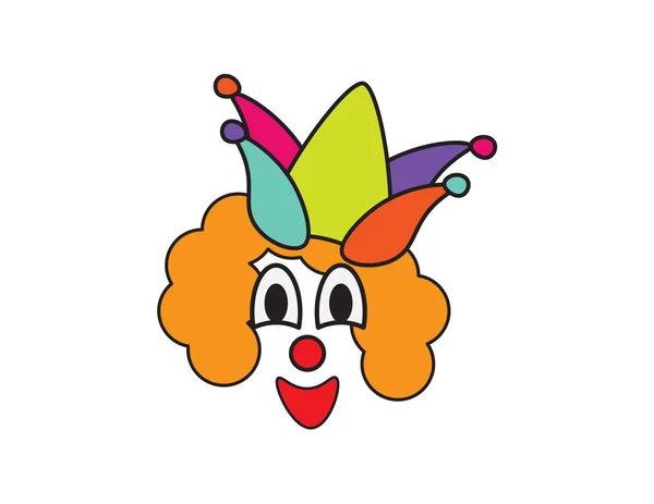 Cartoon Flat Vector Clown Face — Stock Vector