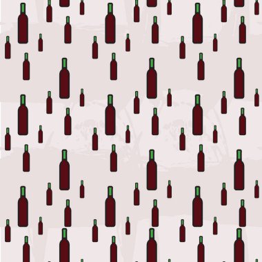Şarap şişesi illüstrasyon seamless modeli