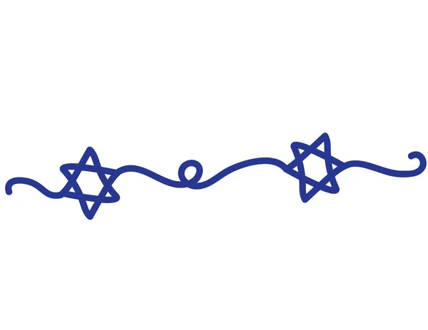 Disegnato a mano Blue Star of David icona su sfondo bianco — Vettoriale Stock