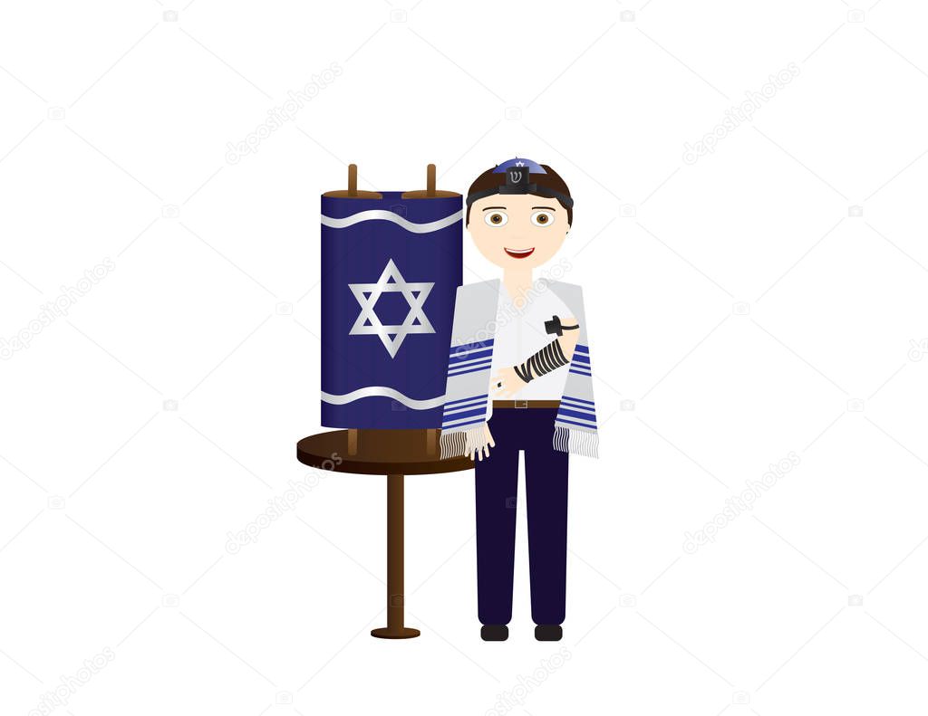 Jewish Boy Holding Torah Scroll