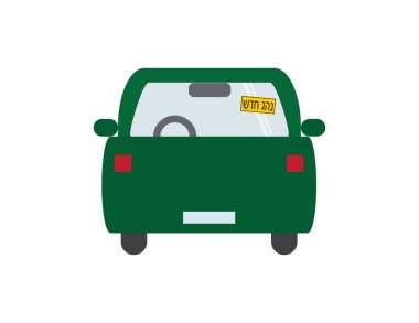 İbranice Yeni Sürücü İşaretli Yeşil Araba