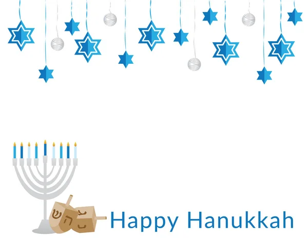 Dekorasyon, Menorah ve Dreidels ile Mutlu Hanuka Bayrağı
