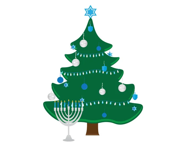 Hanukkah Tree and Menorah — Stock Vector