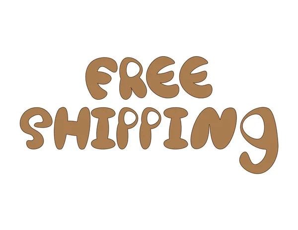 Brown Free Shipping Banner Texto Marrom Sobre Fundo Branco — Vetor de Stock