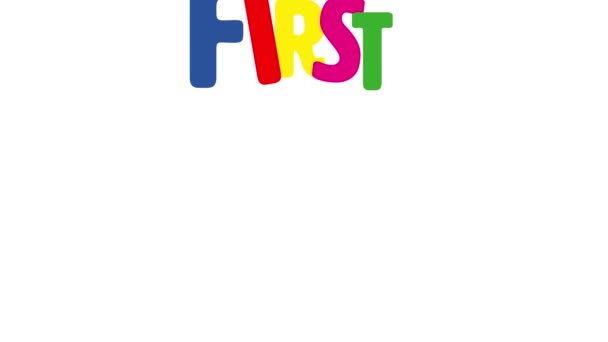 First Grade Ready Animated Banner Πολύχρωμο Κείμενο Και Μολύβι Λευκό — Αρχείο Βίντεο