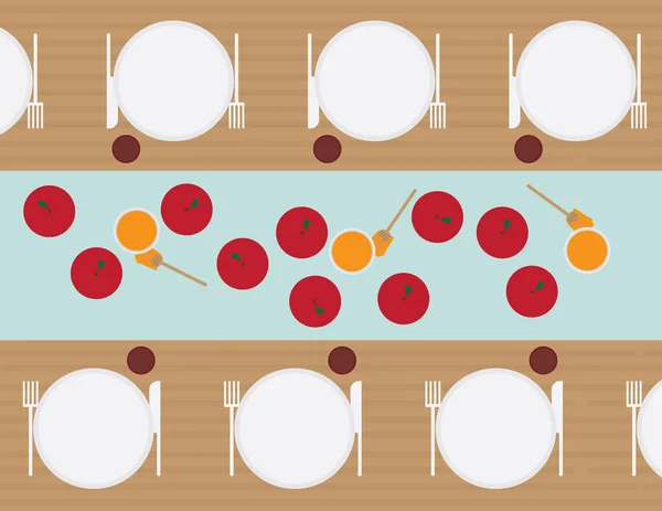 Blick Von Oben Auf Das Jüdische Neujahrsmahl Rosch Haschana Mit — Stockvektor