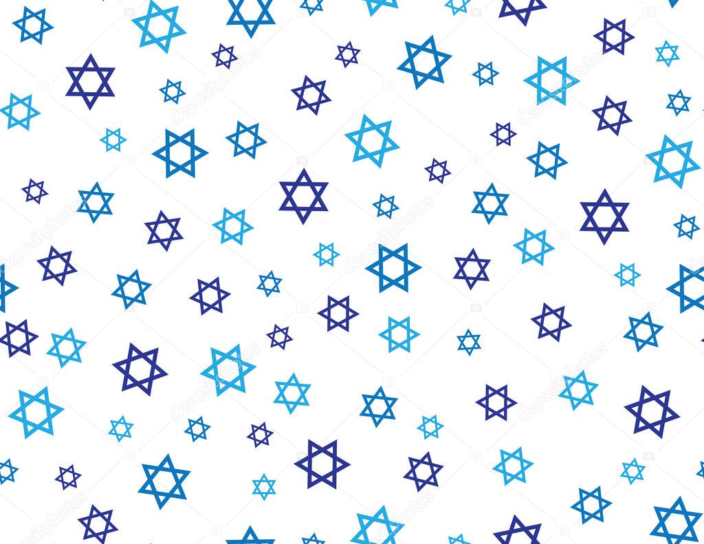 Blue star of David pattern on White background
