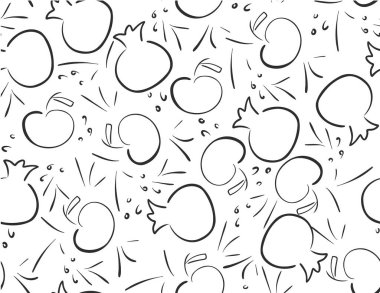 Siyah Beyaz Nar ve Elmalar pürüzsüz desen