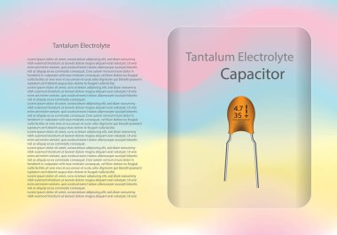 Tantal elektrolit kapasitör diyagram ve metin bilgi desen cam afiş, vektör çizim tasarım, eps10.