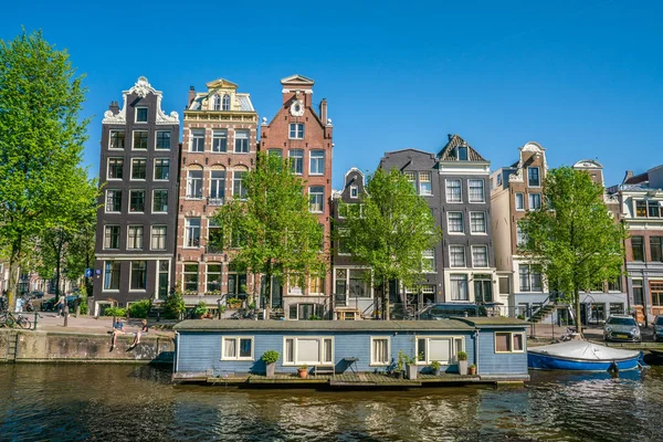 Amsterdam Maio 2018 Brouwersgracht Com Casas Tradicionais Casas Flutuantes — Fotografia de Stock