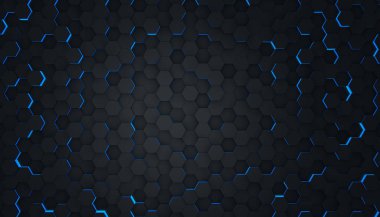 Şeffaf desen soyut arka plan altıgen siyah ve mavi, duvar kağıdı futuristik