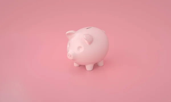 Piggy Πίσω Στο Στούντιο Παστέλ Ροζ Χρώμα Αφηρημένο Υπόβαθρο Οικονομική — Φωτογραφία Αρχείου