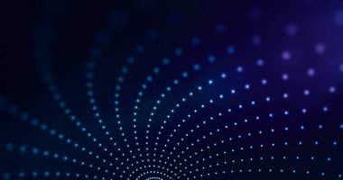 Noktaların birleşmesiyle oluşan soyut büyük veri arkaplanı. Bağlantı konsepti renkli mavi ve mor.