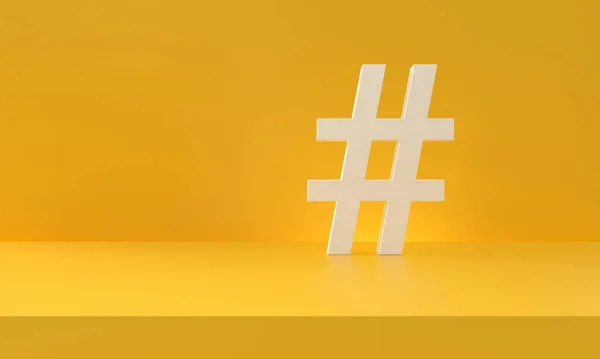 Hashtag Symbol White Yellow Photography Studio Background Trending Topics Trends — Stock Photo, Image