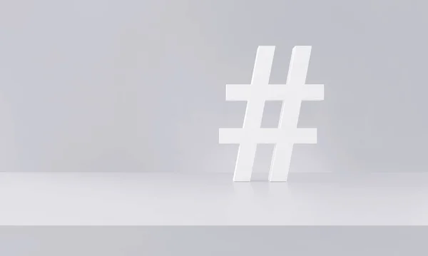 Hashtag Symbol White Clear Photography Studio Background Trending Topics Trends — Stock Photo, Image