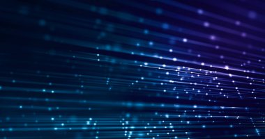 Noktaların ve çizgilerin yüksek bağlantısı, teknoloji geçmişi, 5G, fiber, iletişim konsepti. 3d oluşturma.