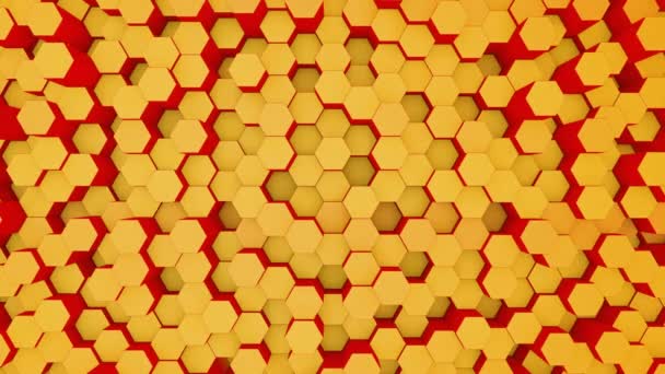 Hexagon Gul Bakgrund Honeycomb Konceptet Återgivning — Stockvideo