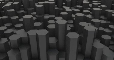 Asgari soyut siyah altıgen arka plan. 3d illüstrasyon.