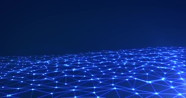 Технологическая Синяя Фоновая Точка Линия Связи Футуристическая Концепция Матрицы Киберпространства — стоковое видео