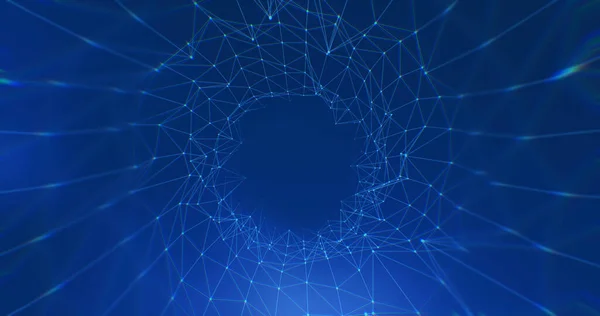 Büyük Veri Tüneli, teknoloji geçmişi, nokta ve çizgi bağlantısı, bilgi akışı kavramı. 3d oluşturma.