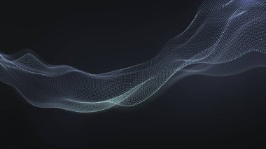 Soyut dalga teknolojisi siyah arka plan ve kurşun ışık. Teknoloji işi konsepti. 3d oluşturma.