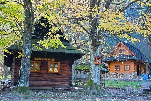 Hütte Podziar - Kreuzung, in der Nähe der Lichtung, im Tal des Flüsschens Didier zwischen dem unteren und dem oberen Loch bei der ehemaligen Hirtenhütte, unter dem Sattel Vrchpodziar. — Stockfoto